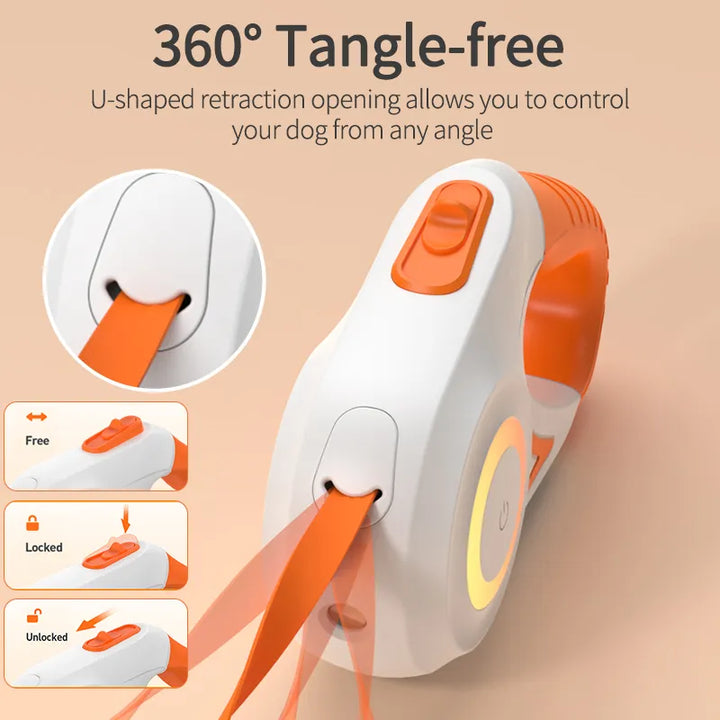 Automatic Retractable Dog Leash with LED